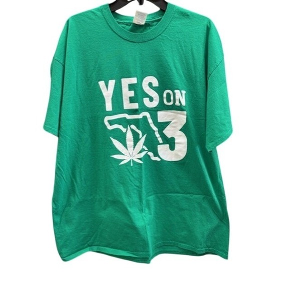 Port & Company Other - Port & Company Yes On 3 Florida Cannabis Graphic T-Shirt Green Mens 2XL‎ XXL